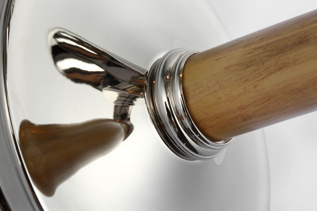 Dalfern Medium Single Sconce | Waxed Bamboo and Polished Nickel | Polished Nickel Shade