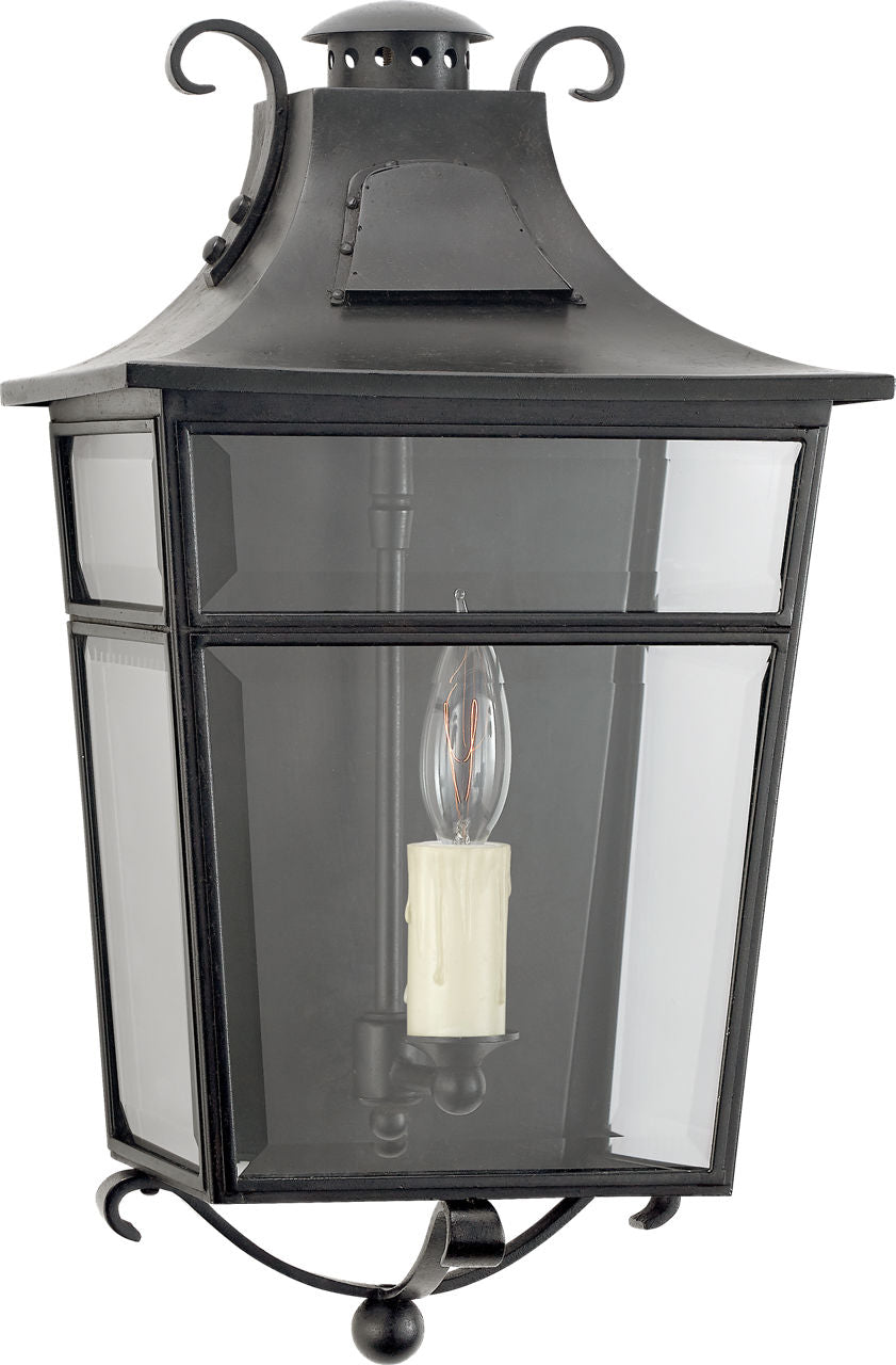 Carrington Small Wall Lantern | French Rust | Clear Glass