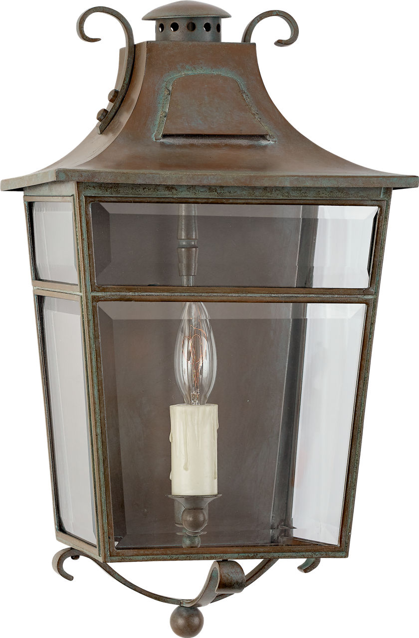 Carrington Small Wall Lantern | Weathered Verdigris | Clear Glass