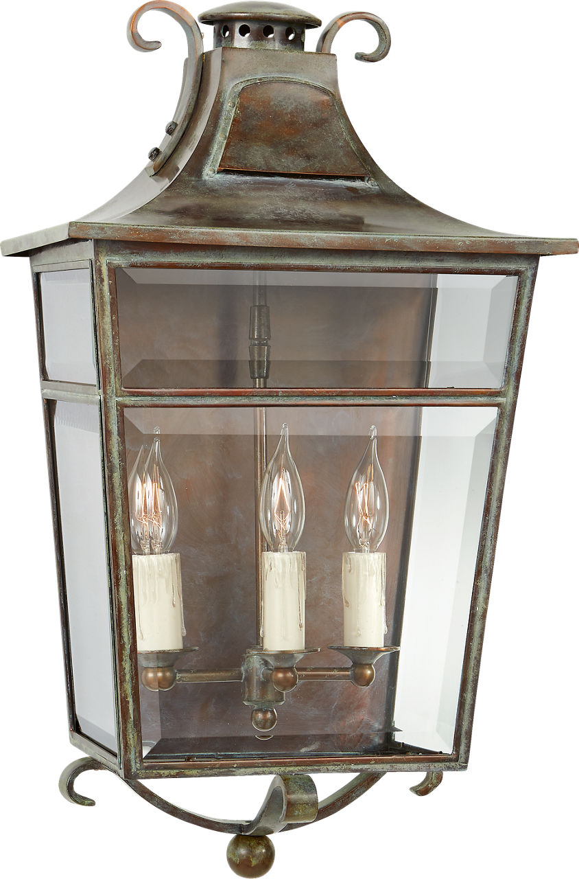 Carrington Medium Sconce | Weathered Verdigris | Clear Glass