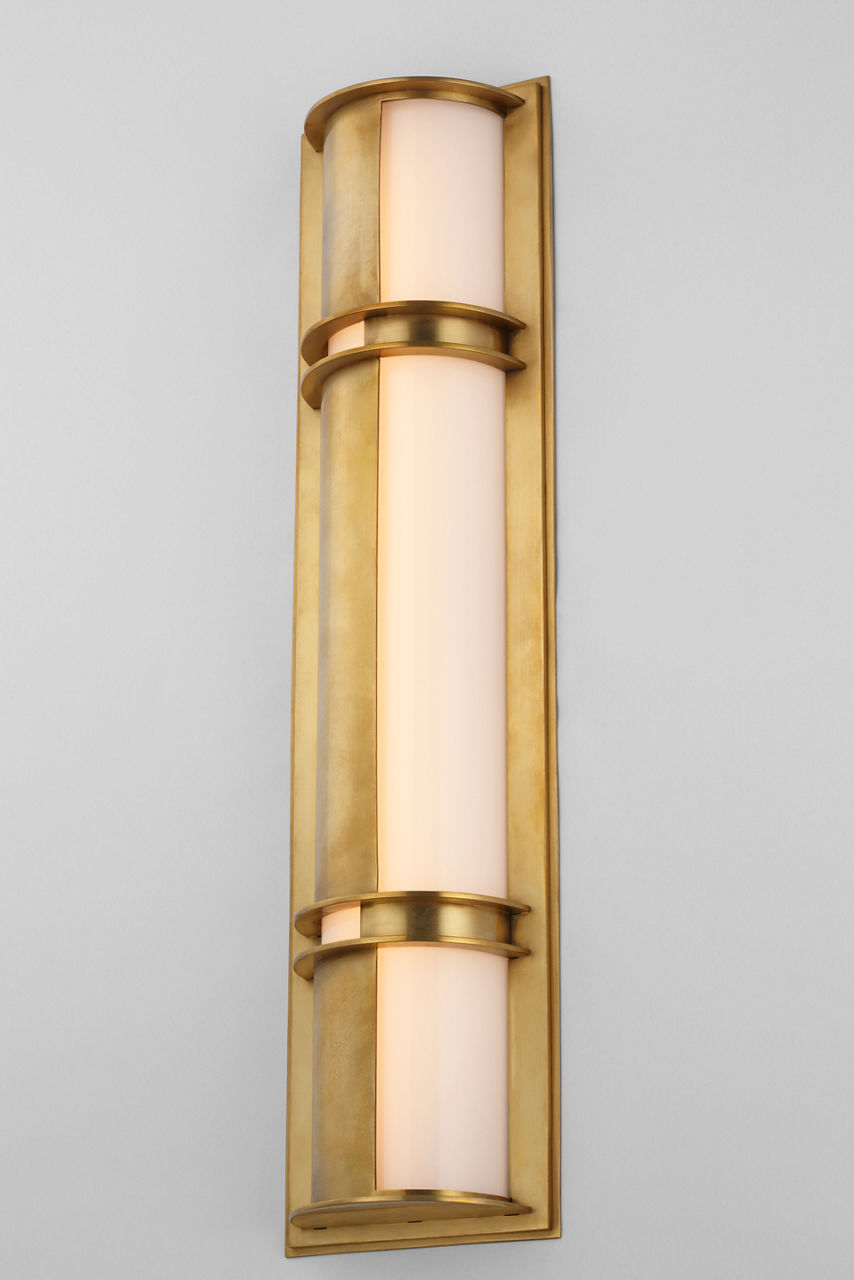 Strever 18" Shielded Sconce | Natural Brass | White Glass