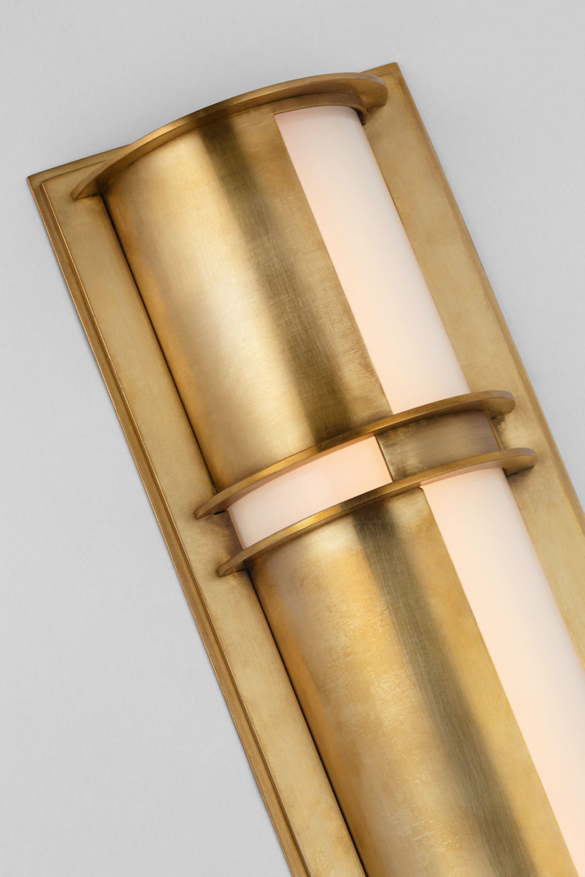 Strever 18" Shielded Sconce | Natural Brass | White Glass