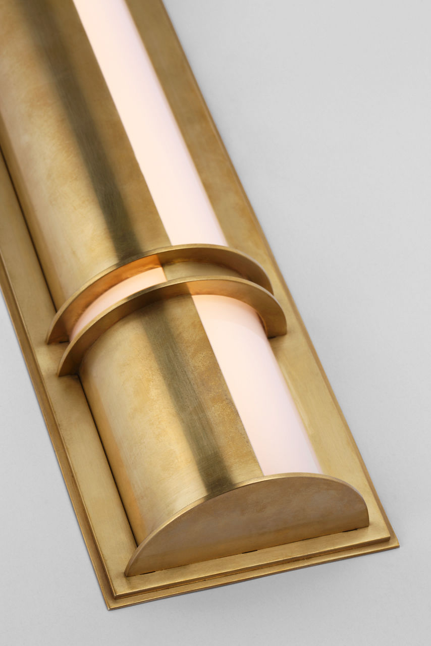 Strever 18" Shielded Sconce | Natural Brass | White Glass