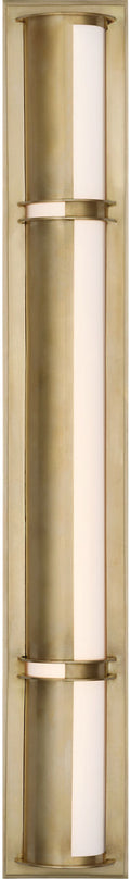 Strever 32" Shielded Bath Light | Natural Brass | White Glass