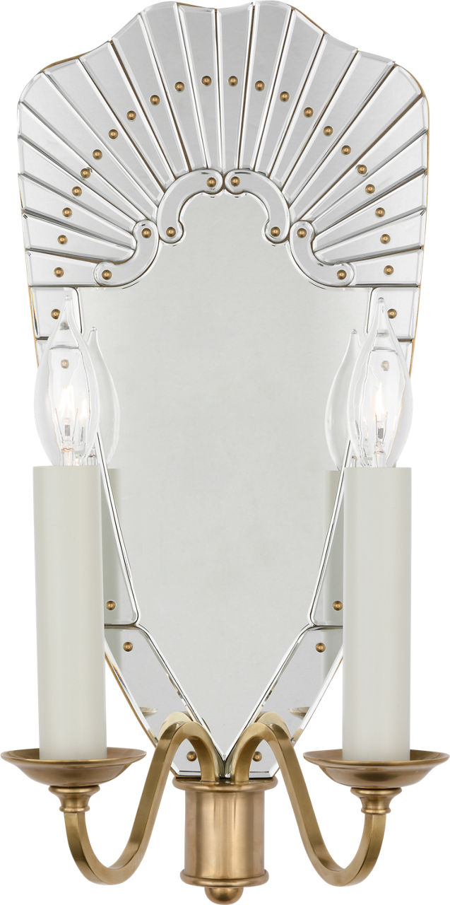 Adelaide Large Double Sconce | Mirror and Natural Brass