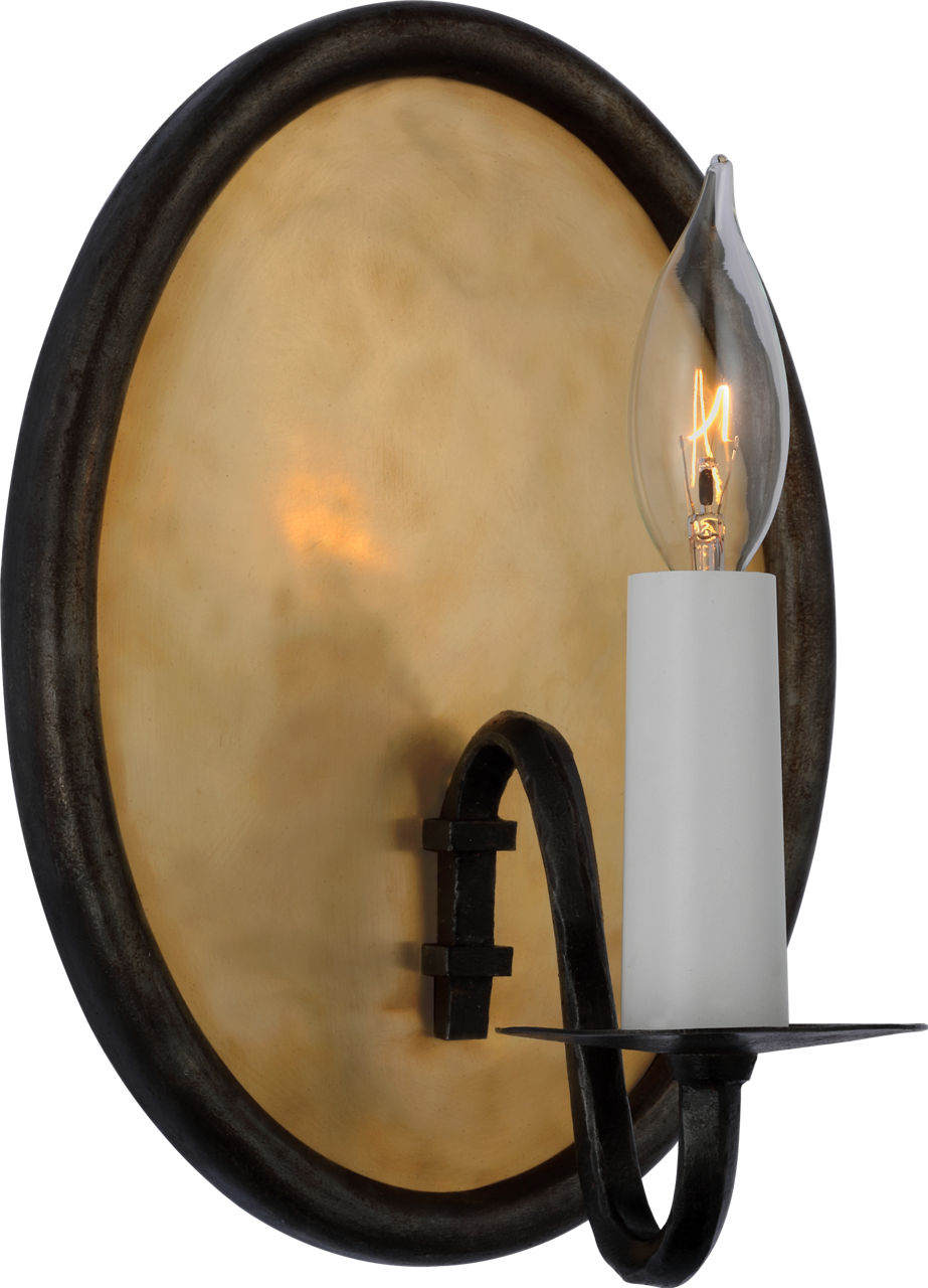 Ancram Small Single Sconce | Natural Brass and Aged Iron