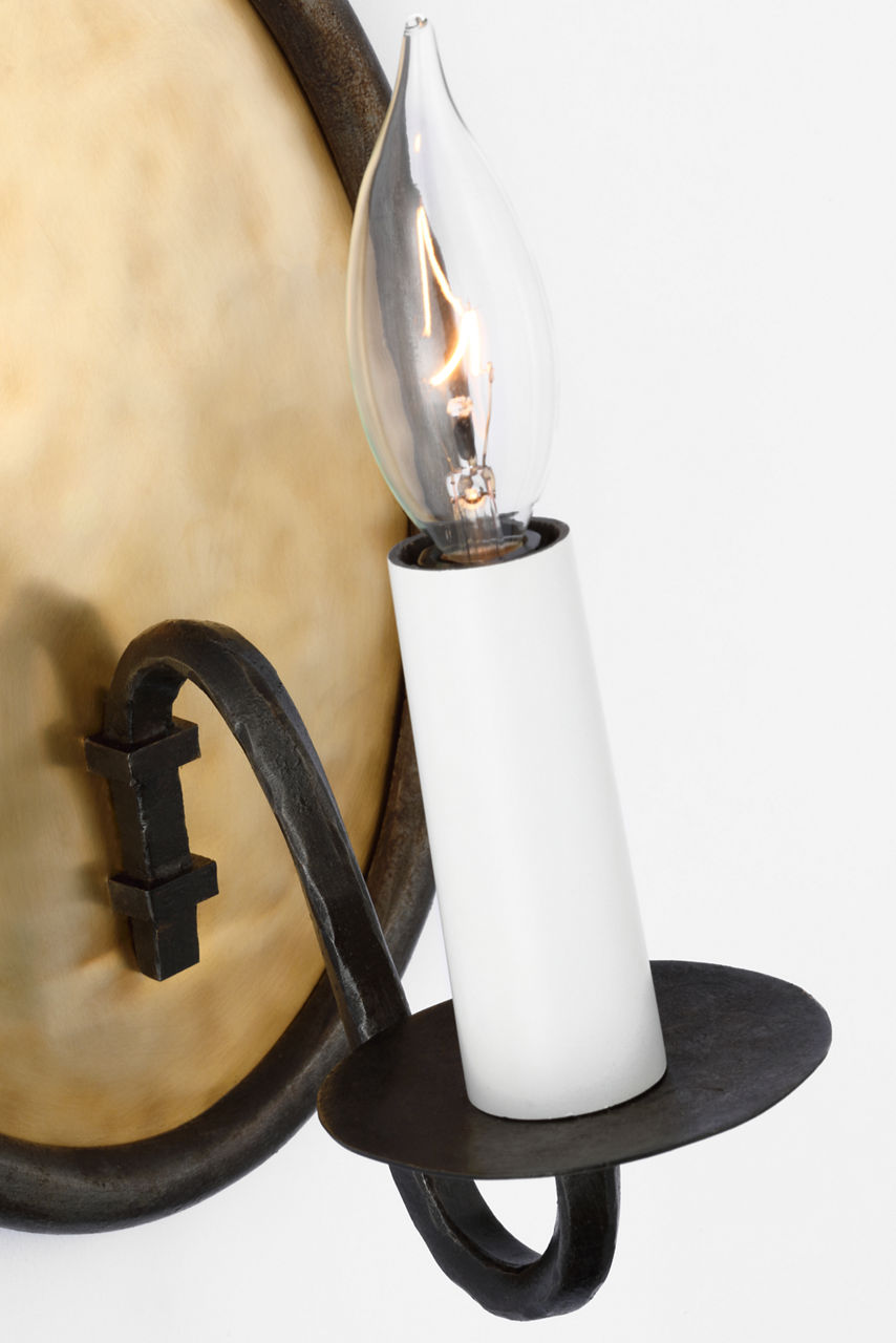 Ancram Small Single Sconce | Natural Brass and Aged Iron