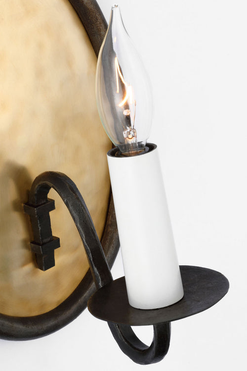 Ancram Small Single Sconce | Natural Brass and Aged Iron