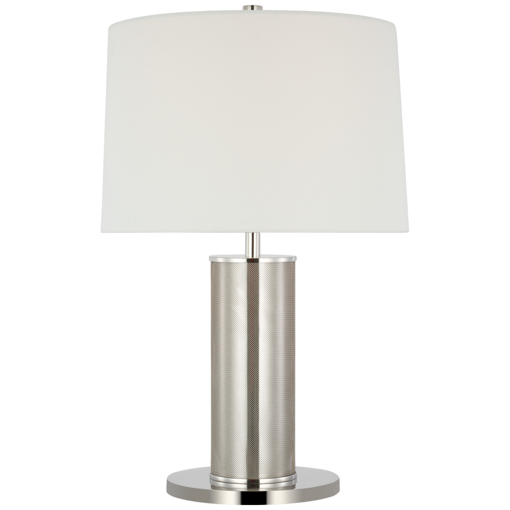 Beckford 22" Table Lamp | Polished Nickel and Stainless | Linen Shade