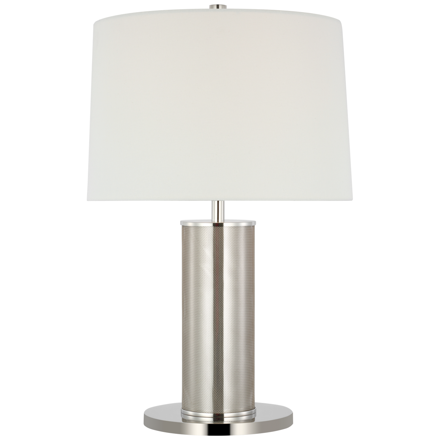 Beckford 22" Table Lamp | Polished Nickel and Stainless | Linen Shade