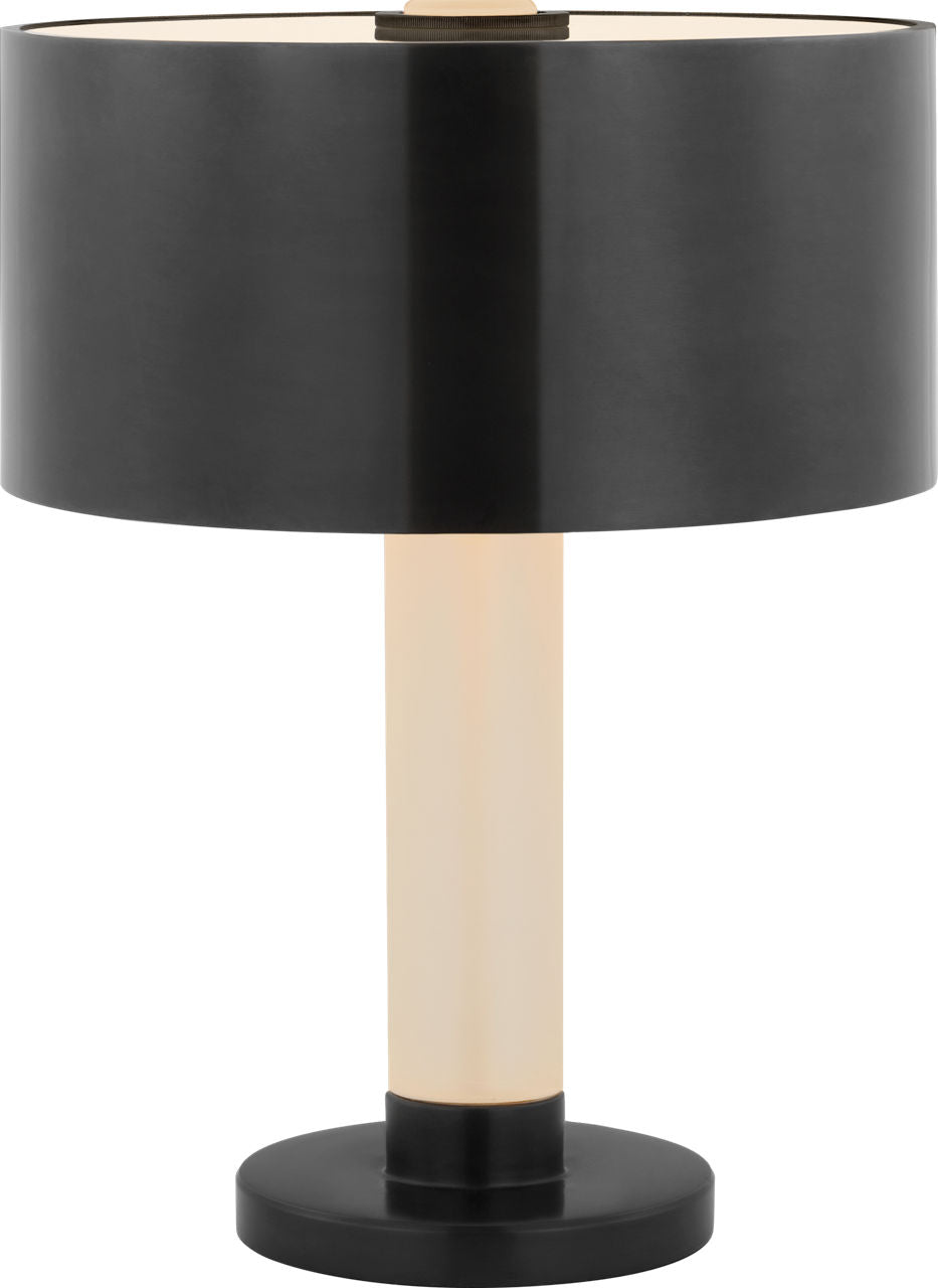 Barton Desk Lamp | Bronze and Etched Crystal | Bronze Shade