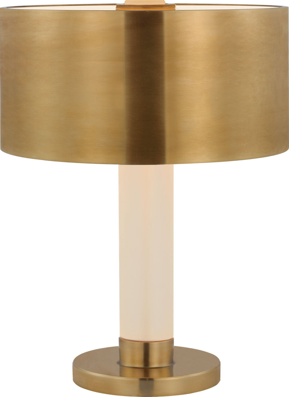 Barton Desk Lamp | Natural Brass and Etched Crystal | Natural Brass Shade
