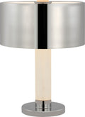 Barton Desk Lamp | Polished Nickel and Etched Crystal | Polished Nickel Shade