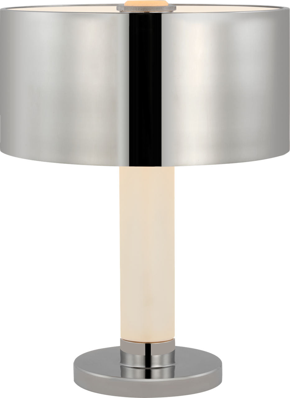 Barton Desk Lamp | Polished Nickel and Etched Crystal | Polished Nickel Shade