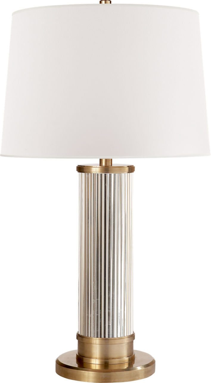 Allen Table Lamp | Natural Brass and Glass Rods | White Paper Shade