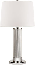 Allen Table Lamp | Polished Nickel and Glass Rods | White Paper Shade