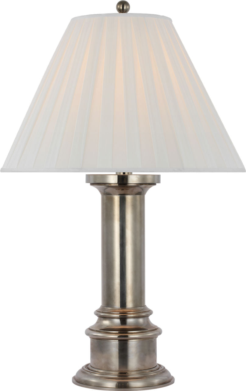 Hammett Large Table Lamp | Butler's Silver | Silk Box Pleat Shade
