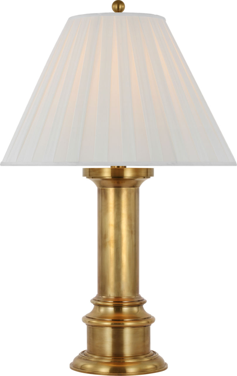 Hammett Large Table Lamp | Natural Brass | Silk Box Pleat Shade