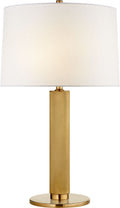Barrett Medium Knurled Table Lamp | Natural Brass | Linen Shade