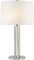 Barrett Medium Knurled Table Lamp | Polished Nickel | Linen Shade