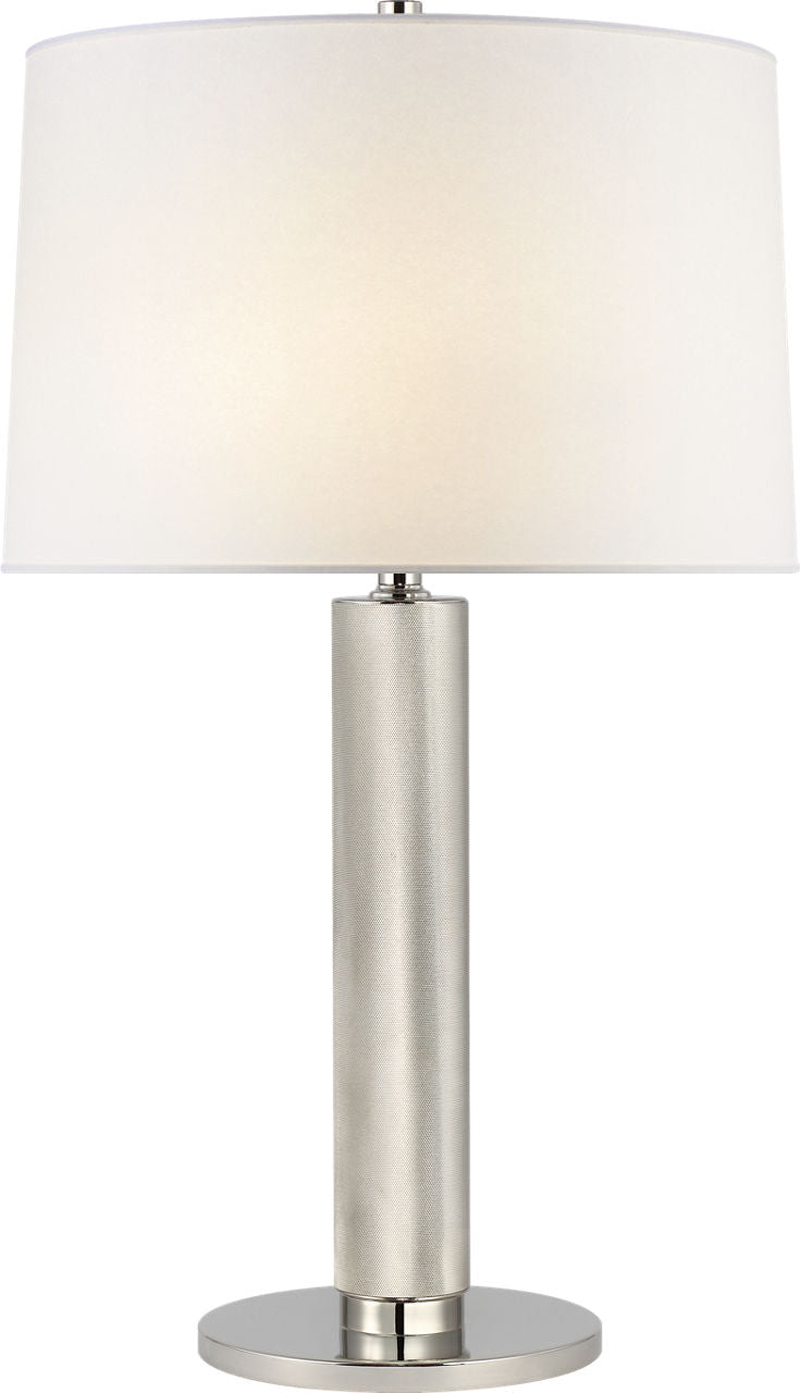 Barrett Medium Knurled Table Lamp | Polished Nickel | Linen Shade