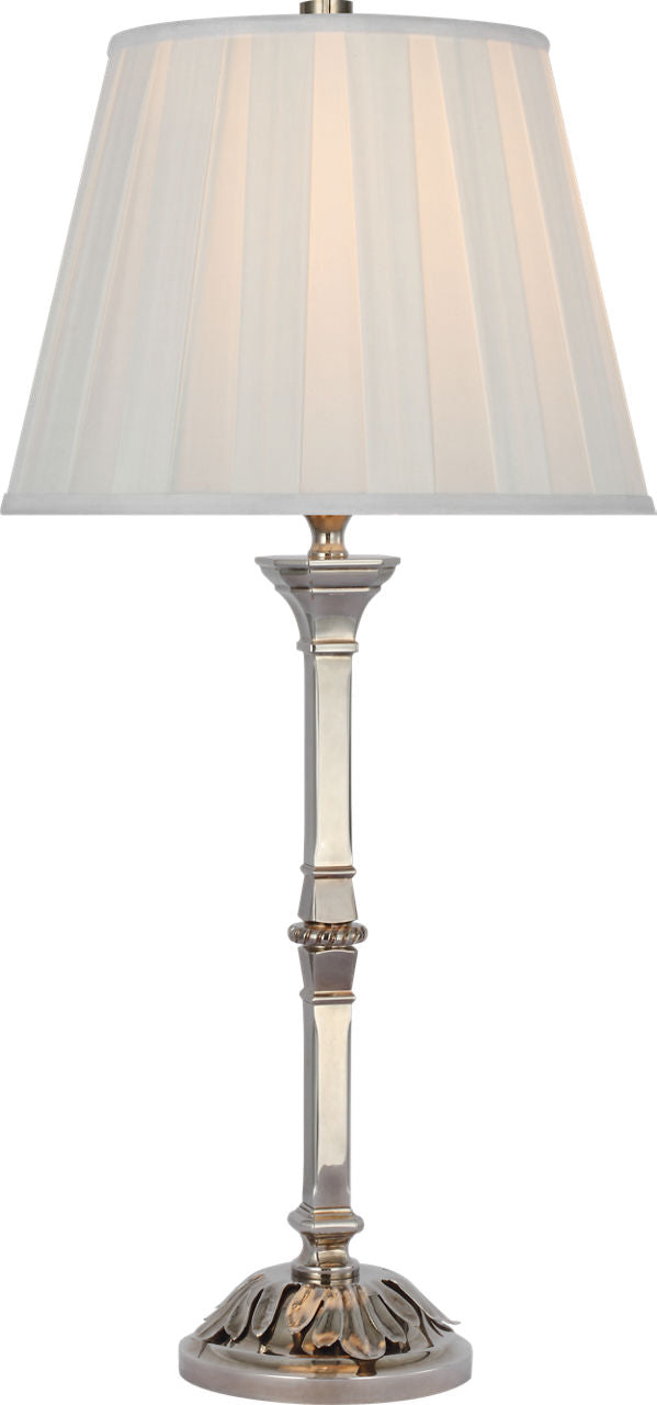 Doris Medium Table Lamp | Butler's Silver | Silk Box Pleat Shade
