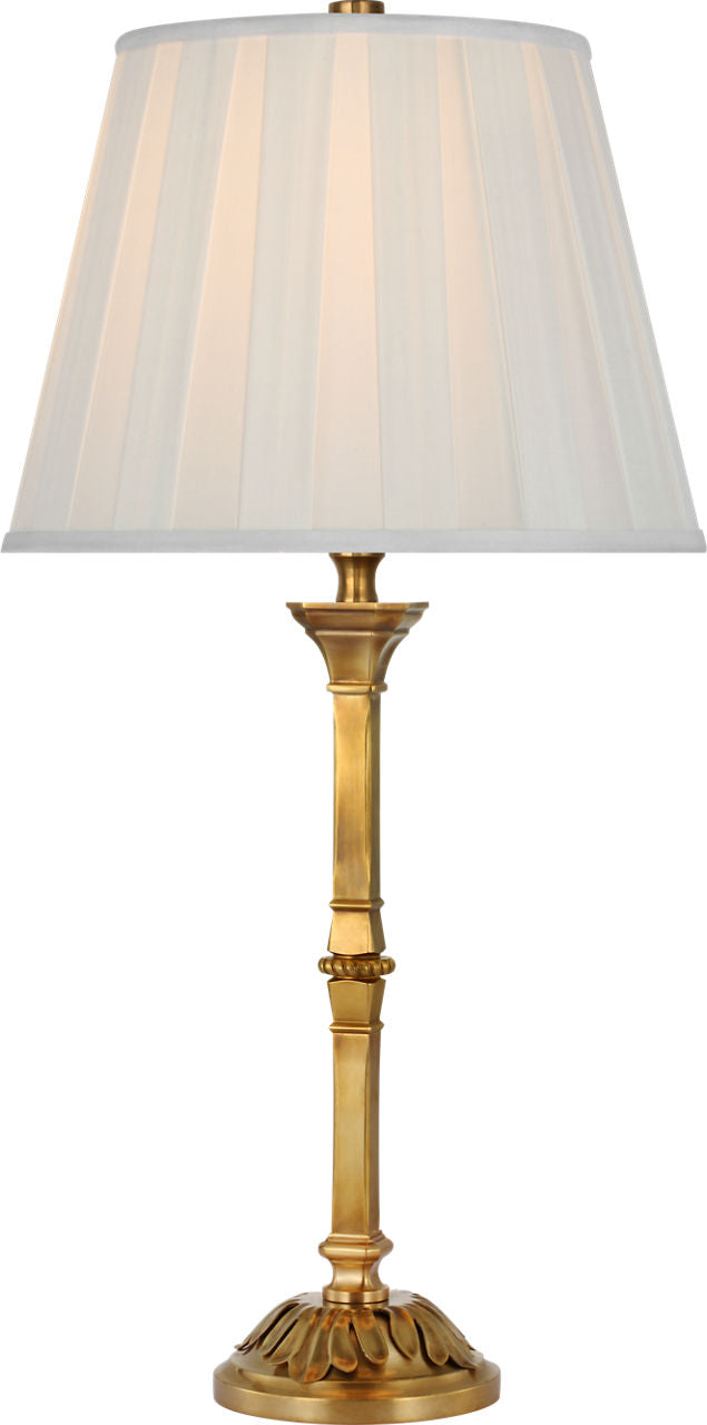 Doris Medium Table Lamp | Natural Brass | Silk Box Pleat Shade