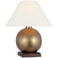 Hardwick 12" Accent Lamp | Museum Brass and Natural Rift Oak | Linen Shade
