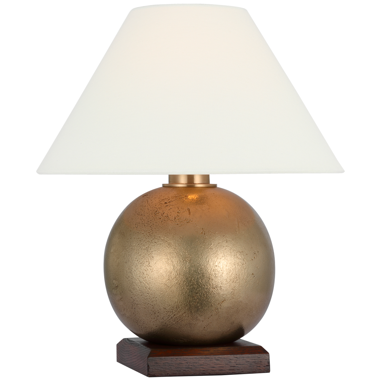 Hardwick 12" Accent Lamp | Museum Brass and Natural Rift Oak | Linen Shade