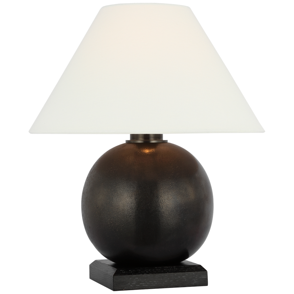 Hardwick 12" Accent Lamp | Museum Bronze and Black Ebony | Linen Shade
