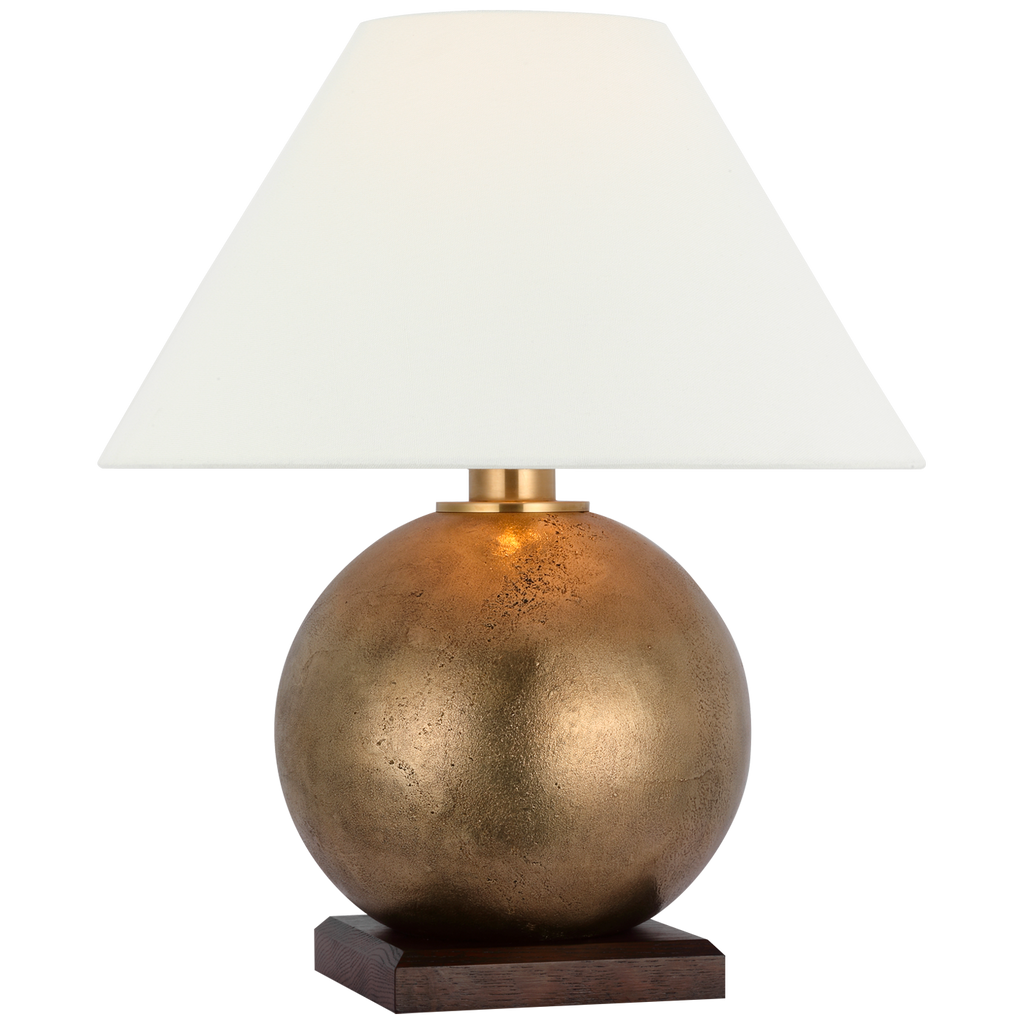 Hardwick 20" Table Lamp | Museum Brass and Natural Rift Oak | Linen Shade