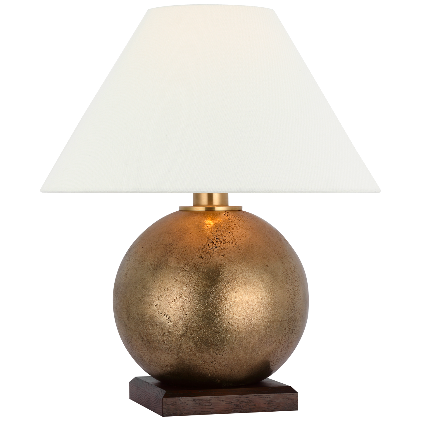 Hardwick 20" Table Lamp | Museum Brass and Natural Rift Oak | Linen Shade