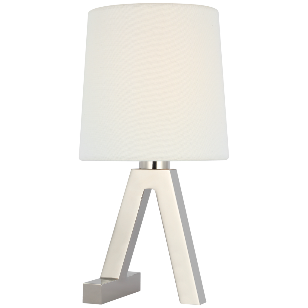 Hedger 11" Accent Lamp | Polished Nickel | Linen Shade