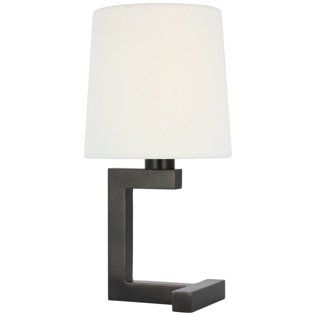 Hedger 12" Accent Lamp | Bronze | Linen Shade