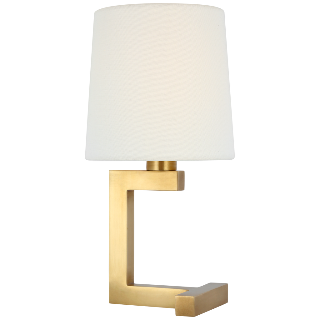 Hedger 12" Accent Lamp | Natural Brass | Linen Shade
