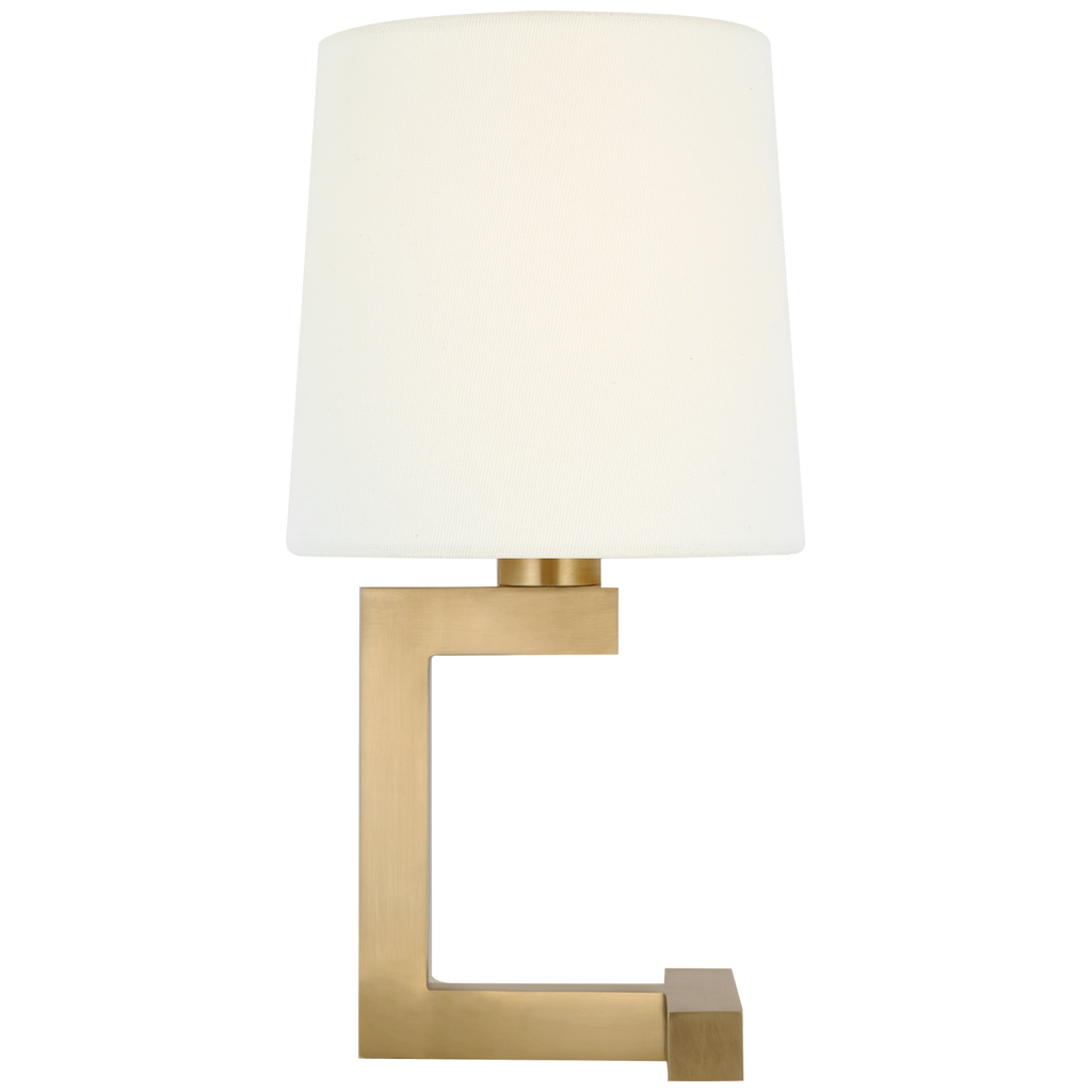 Hedger 12" Accent Lamp | Natural Brass | Linen Shade