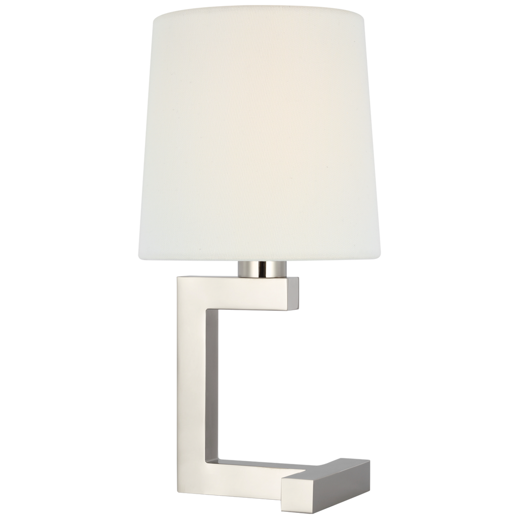 Hedger 12" Accent Lamp | Polished Nickel | Linen Shade