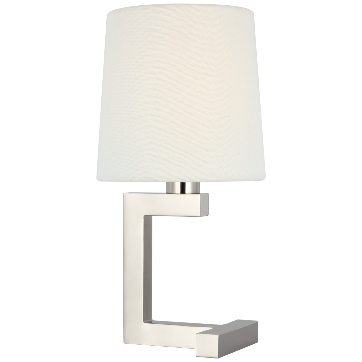 Hedger 12" Accent Lamp | Polished Nickel | Linen Shade