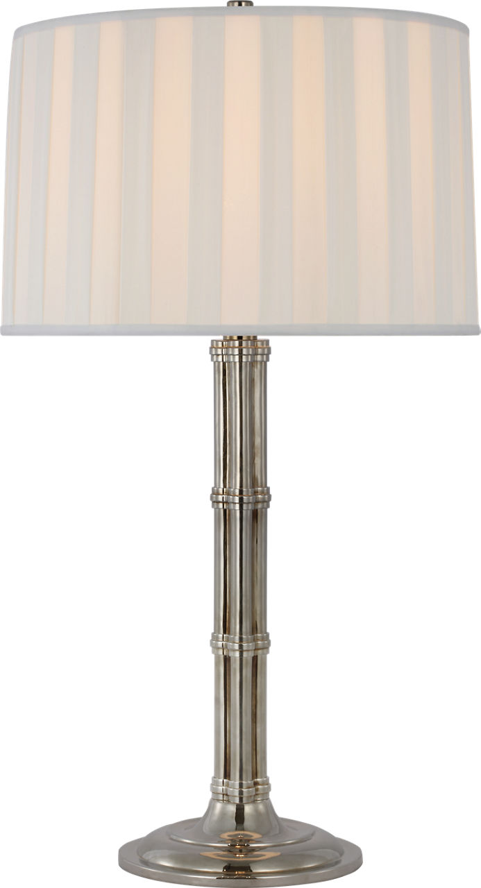 Downing Large Table Lamp | Butler's Silver | Silk Box Pleat Shade