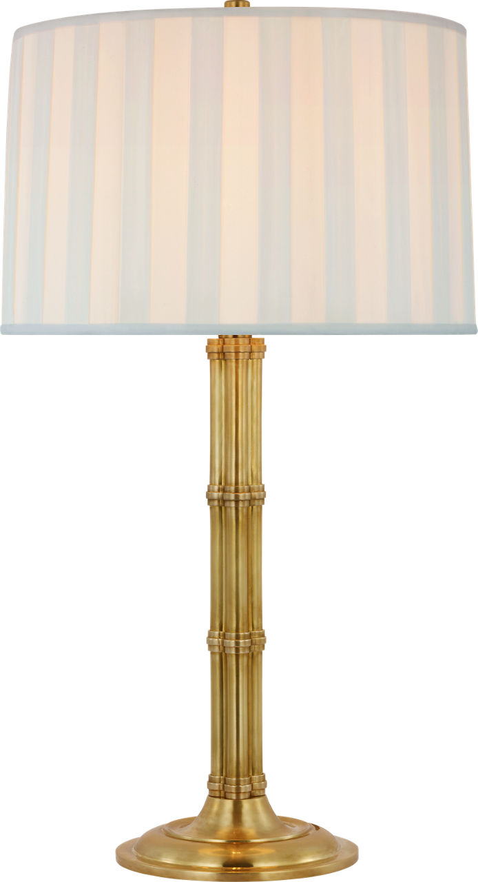 Downing Large Table Lamp | Natural Brass | Silk Box Pleat Shade