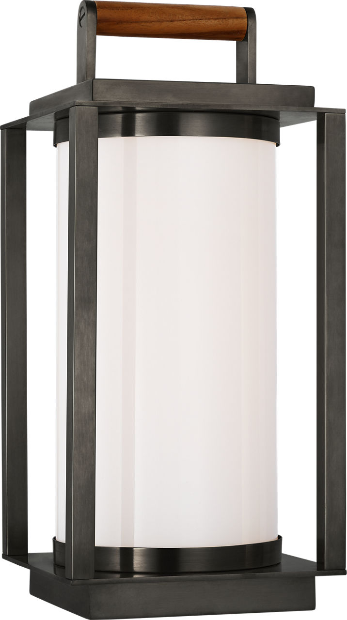 Northport Small Table Lantern | Bronze and Teak | White Glass