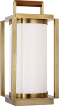 Northport Small Table Lantern | Natural Brass and Teak | White Glass
