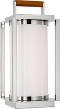 Northport Small Table Lantern | Polished Nickel and Teak | White Glass