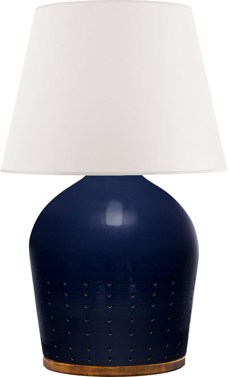 Halifax Small Table Lamp | Blue Ceramic | White Paper Shade