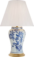 Blythe Medium Table Lamp | Blue and White Porcelain | Silk Pleated Shade