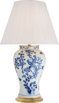 Blythe Large Table Lamp | Blue and White Porcelain | Silk Pleated Shade