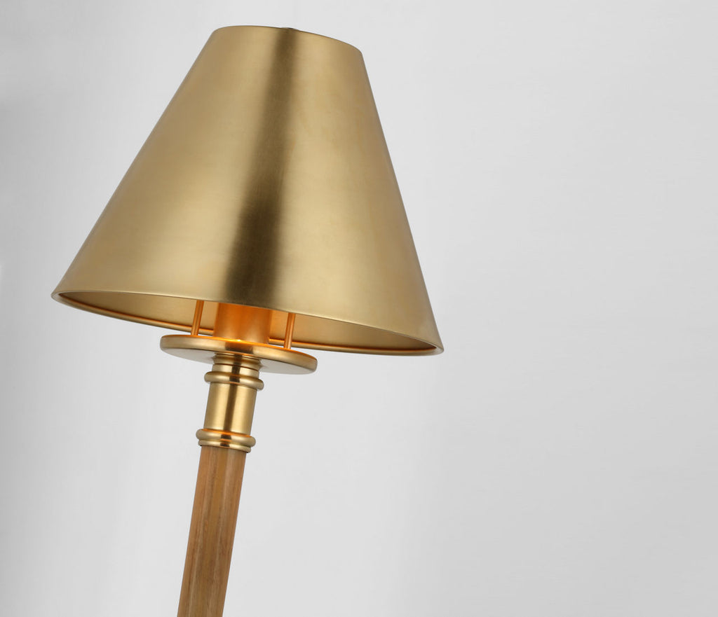 Dalfern Desk Lamp | Waxed Bamboo and Natural Brass | Natural Brass Shade