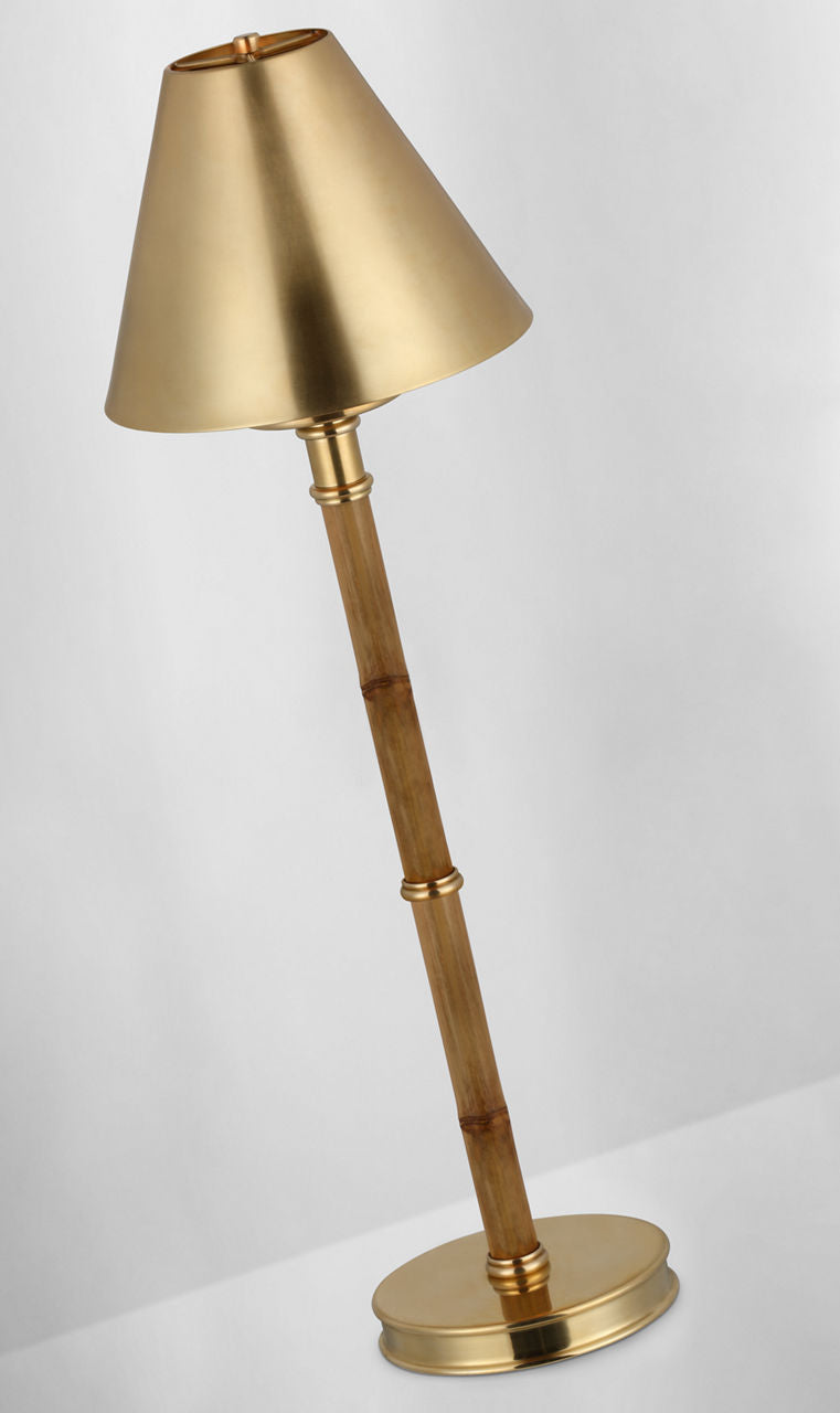 Dalfern Desk Lamp | Waxed Bamboo and Natural Brass | Natural Brass Shade