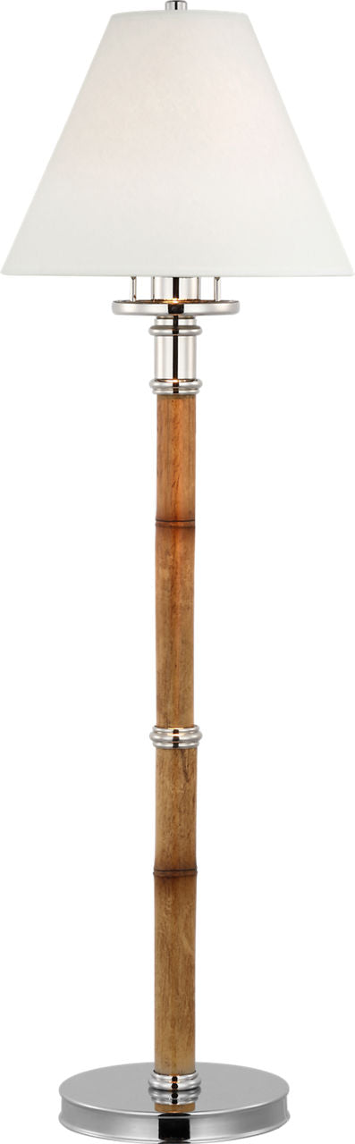 Dalfern Desk Lamp | Waxed Bamboo and Polished Nickel | White Parchment Shade
