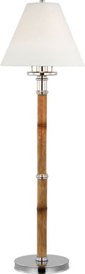 Dalfern Desk Lamp | Waxed Bamboo and Polished Nickel | White Parchment Shade